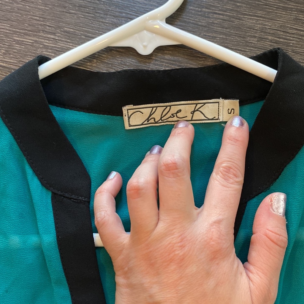 Teal blouse size S - Picture 3 of 5